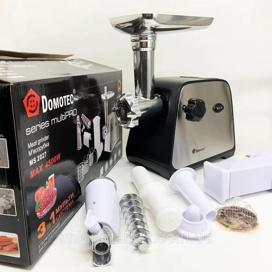 М'ясорубка 3в1 DOMOTEC MS-2027 4500W (соковитискач, терки та шатківниці) 996drp фото