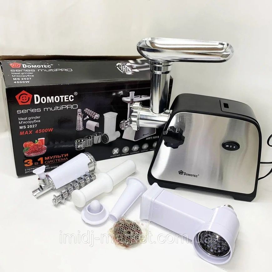 М'ясорубка 3в1 DOMOTEC MS-2027 4500W (соковитискач, терки та шатківниці) 996drp фото