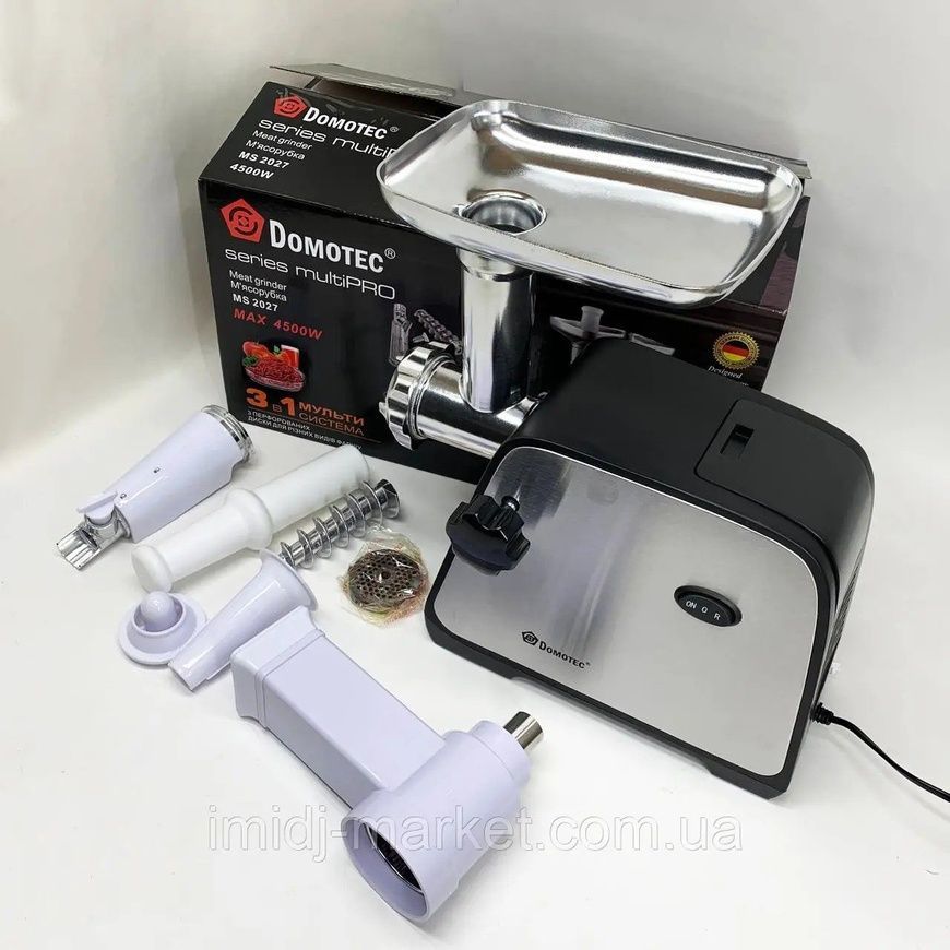 М'ясорубка 3в1 DOMOTEC MS-2027 4500W (соковитискач, терки та шатківниці) 996drp фото
