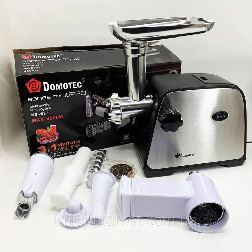 М'ясорубка 3в1 DOMOTEC MS-2027 4500W (соковитискач, терки та шатківниці) 996drp фото